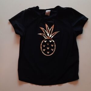 Cat and Jack large 10 12 black gold pineapple short sleeve swim rashguard